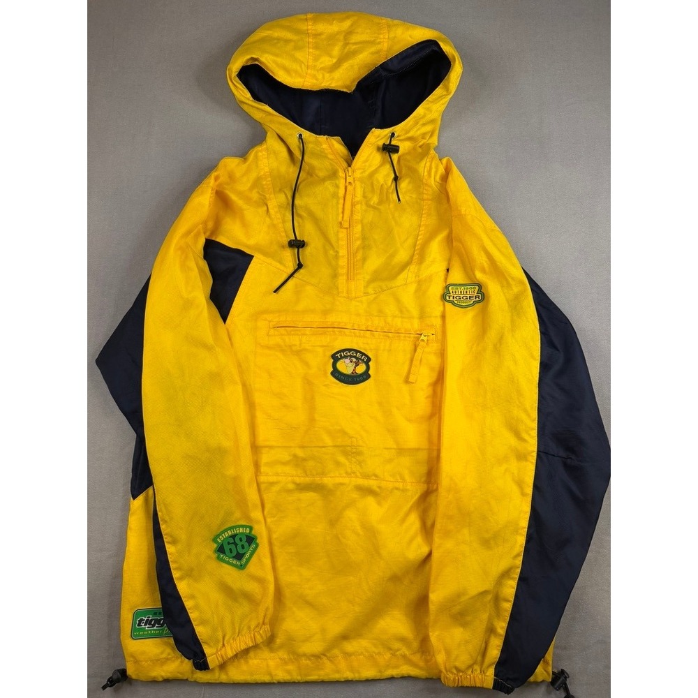 VTG The Disney Store Tigger Rain Jacket Windbreaker Yellow Navy Blue Small